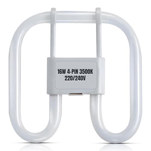 Image of LevoLutz 16W 4 Pin 2D Light Bulb, Square GR10Q White 3500K Compact Fluorescent Lamp, Energy Saving CFL, for Bathroom, Home, Offices, Flat Butterfly for Flush Ceiling Light.