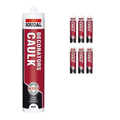 Image of Pack of 6, Soudal Decorator Caulk Gap & Crack Filler Acrylic Silcone Adhesive Sealant