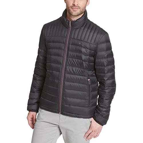 Image of Tommy Hilfiger Men's Lightweight Down Alternative Packable Puffer Jacket Coat, Black, L