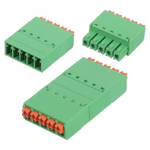 Image of sourcing map 2 Set 5-Pin 3.81mm/0.15" Pitch PCB Mount Screw Terminal Block Connectors Straight No Soldering 15EDGKN Male & Female Connectors Plug for 22-16AWG