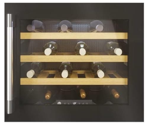 Image of H-WINE 300 HWCB 45 UKBM/1 Built-In Wine Cooler, 24 Bottle Capacity, Single Zone, LED Lighting, Smart Wi-Fi Control, Black, Class F Energy, W x D x H (mm) 590x607x455