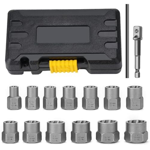 Image of Nut Bolt Extractor Set 15pcs Locking Wheel nut Removal Tool,Easy Out Extractor Socket Set,Mechanical Tools for Removing Damaged,Frozen,Broken or Rounded Bolt,Nuts, and Screw