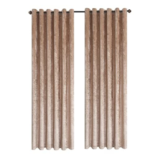 Image of Hadi London Crushed Velvet Curtains for Bedroom Living Room Kitchens A pair of fully lined, beautifully made shades with an eyelet ring top velvet curtains. (CHAMPAGNE GOLD, 90X90)