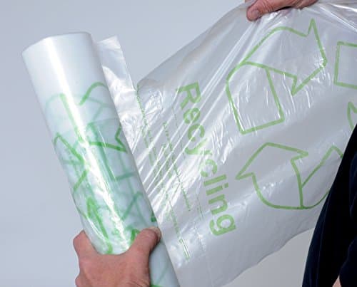 Image of Acorn Heavy Duty Tough 'Green Bin' Liners (reusable) Capacity 60 Litres Printed/Clear Code: 402573 (Roll of 50) Made in the UK for a lower carbon footprint