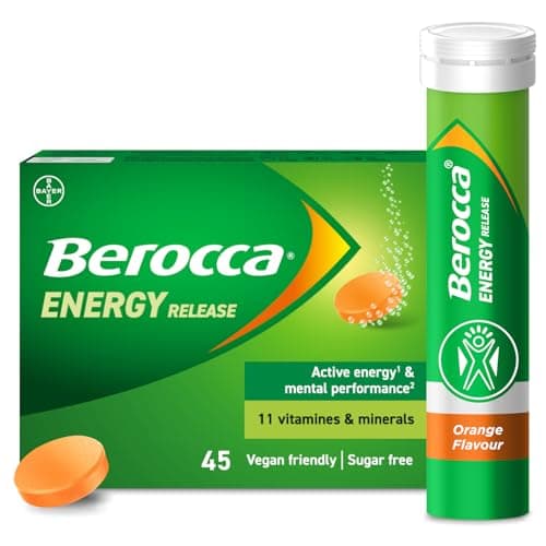 Image of Berocca Vitamin C Effervescent Tablets, with Magnesium, Vitamin B12 & Vitamin B Complex, Orange Flavour, 1 Pack of 45 Tablets - 6 Weeks Supply