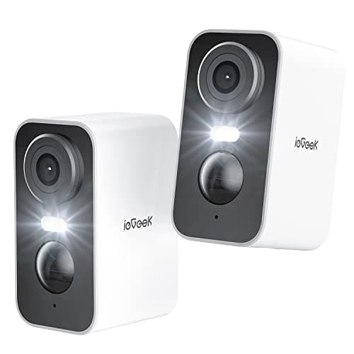 Image of ieGeek No Monthly Fee 2K Wireless Security Camera Outdoor Colorful Night Vision, Rechargeable Battery CCTV Camera Systems, WiFi Home Security Camera, Motion Detection, Siren Light,2 Pack/2PCS Set