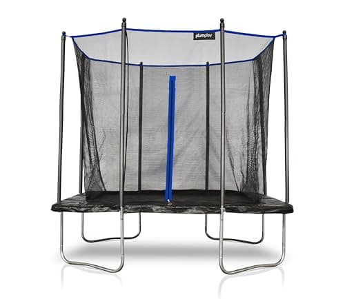 Image of Plum Play Outdoor Rectangular Trampoline with Satety Enclosure to Seperate the Jumper From the Coated Springs - Weather Protected Thick Foam Pads - Max user weight from 100kg (6 x 8ft)