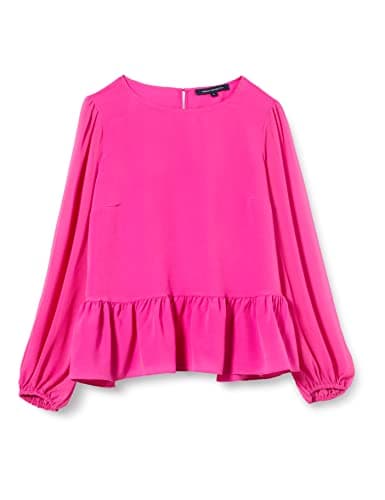 Image of French Connection Women's Crepe Light Georgett Peplum Top Blouse, Wild Rosa, XS