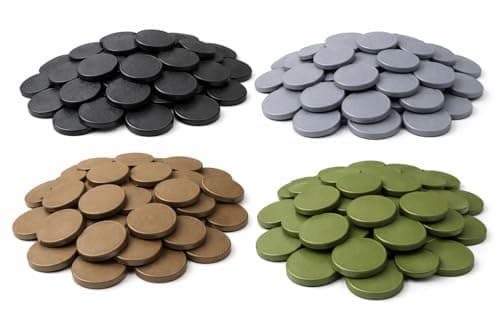 Image of Round Miniature Bases, 64 Pack, 25mm 28mm 32mm 40mm, Textured Top with Bevelled Edge, for Warhammer, D&D, Tabletop RPG Models (49, Black, 28mm)
