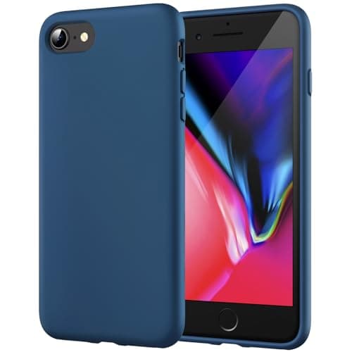Image of JETech Silicone Case for iPhone SE 3/2 (2022/2020 Edition), iPhone 8 and iPhone 7, 4.7-Inch, Silky-Soft Touch Full-Body Protective Case, Shockproof Cover with Microfiber Lining (Cobalt Blue)