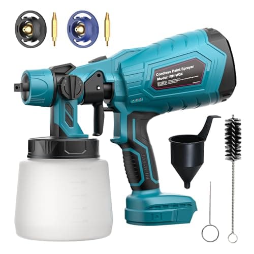 Image of Paint Sprayer for makita 18V Battery, Cordless Fence Paint Sprayer for Fencing and Decking, Spray Gun Handheld Paint Sprayers for Home DIY Painting, 3 Spray Patterns & 1000ml Tank (No battery)