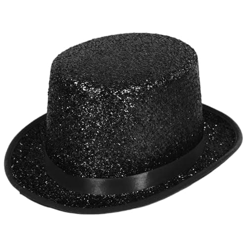 Image of powerking Top Hats for Men Women Adults, Shiny Tuxedo Costume Magician Hat Victorian Dress Up Christmas Topper Hats, Fancy Dress Party Headwear Accessory，Black