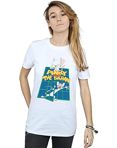 Image of Absolute Cult Animaniacs Women's Pinky and The Brain Laboratory Boyfriend Fit T-Shirt White Small
