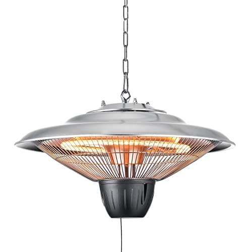 Image of Litecraft 1500 Watt Outdoor Ceiling Pendant Garden Radiant Patio Heater - Silver