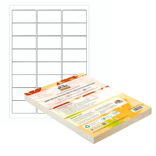 Image of Double Dragon, 100 Sheets Pack A4 Self Adhesive Address Labels Sticker Paper, 24 Labels Per Sheet, 63.5 x 33.9mm (2400 Labels)