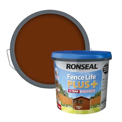 Image of Ronseal RSLFLPPMO5L 5 Litre Fence Life Plus Paint - Medium Oak