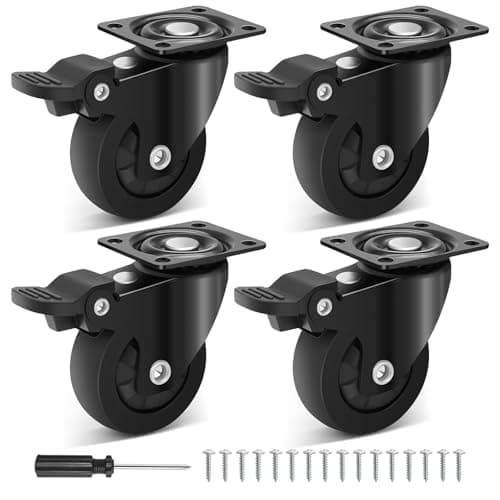 Image of Humagineer 50mm TPR Heavy Duty Castor Wheels with 4 Brake, Load Capacity 270kg, Smooth Swivel Casters for Furniture,Low Noise & Floor Protecting, Rubber Casters Set of 4 for Table, Cupboard, Cot