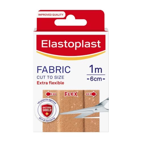 Image of Elastoplast Fabric Cut to Size (1 m x 6 cm), Extra Flexible Wound Care, Moves with the Body, Water-Repellent & Breathable, 10 Strips