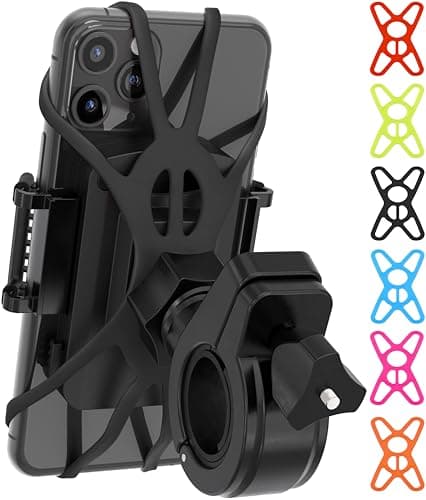 Image of TruActive Premium Bike Phone Mount Holder | Universal Cell Phone Mount for 4"-7" Phones | Includes 6 Reusable Color Bands | Tool Free Handlebar Mount for Bicycle, Motorcycle, Electric Scooter, ATV