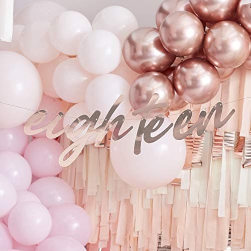 Image of Ginger Ray Rose Gold Foil Eighteen Milestone Birthday Hanging Bunting Decoration 1.7m in length