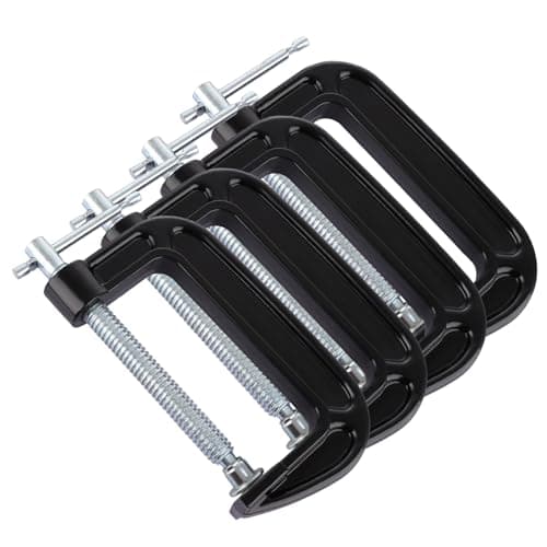 Image of WOPPLXY 4 PCS G Clamp 4inch, 150mm Steel G-Clamps Heavy Duty, Industrial Strength C Clamp for Woodwork, Welding and Building