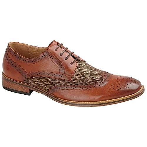 Image of Goor Mens 4 Eye Leather Lined Brogue Gibson Shoe (10 UK) (Tan)