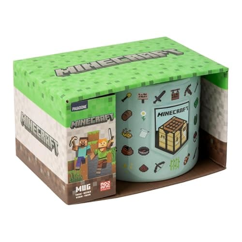 Image of Paladone Minecraft Mug, Officially Licensed 400ml Large Ceramic Coffee Cup, Embossed Details, Video Game Merchandise for Gamers & Collectors, Tea, Hot Chocolate