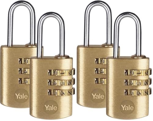 Image of Yale Y150/22/120/2 3-Dial Combination Padlock, Brass, 22 mm, Set of 2 Piece (Pack of 2)