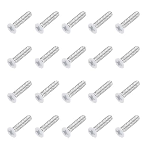 Image of sourcing map M3 x 12mm Flat Countersunk Head Machine Screws 304 Stainless Steel Full Thread Phillips Drive Cross Screw for Furniture Connection Electrical Appliances (White, Pack of 20)