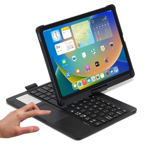 Image of PboyiqiS Keyboard Case for iPad 10.2 9th/8th/7th Gen,Case for iPad9/iPad8/iPad7 with Backlits Touchpad Keyboard-360° Rotatable Smart Cover with Pencil Holder (Black)