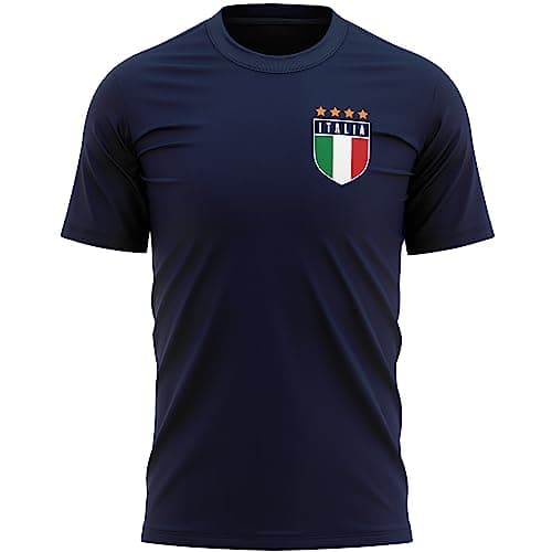 Image of Italia Shirts for Men Italy Flag Badge Retro T Shirt Football Country Supporters Tee Him Italian Rugby Soccer Top, XXL, Navy