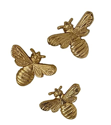 Image of Alfie Francis Set of 3 Metal Gold Bee Wall Decoration Ornaments Hanging Gift Bumble Home Accessories Decor