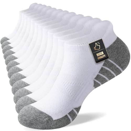 Image of Cirorld Running Trainer Socks for Men Women, 6 Pairs Anti-Blister Cushioned Socks, Breathable Cotton Ankle Sock, Sports Short Sock for Walking, Hiking, Cycling, White 9-11