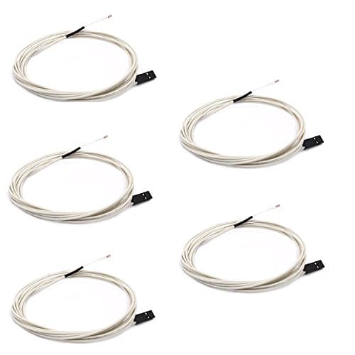 Image of DollaTek 5pcs NTC 3950 100K Thermistor with 1 Meter Wiring and Female Pin Head for RepRap 3D Printer Extruder Heated Bed pre-wired or Hot End