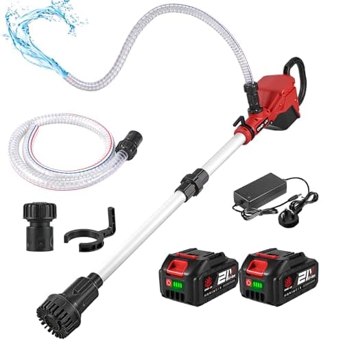 Image of Cordless Water Pump - 2.95ft Brushless Battery Water Pumps, 723 GPH Stick Water Pump, 32ft Head, with 2m Water Pipe, 2 * 3.0Ah Battery, Water Transfer Pump for Garden Pool/RV/Boat/Well Draining