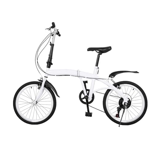Image of GXSFLG 20 Inch Folding Bike Adult, 6 Speed Road Bicycle, City Bike for Children, Adjustable Height Mountain Bike, with Double V-Brakes, Carbon Steel Frame, for Adults and Children Teenagers