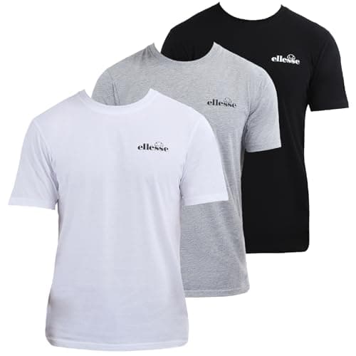 Image of Ellesse Mens Azzini (3 Pack) T-Shirt, Black/Grey/White, L EU