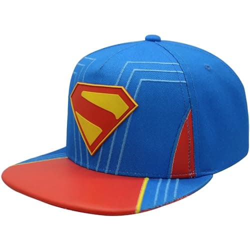 Image of Concept One Unisex's Dc Comics Superman Baseball Cap, Adult Snapback Hat with Flat Brim, Blue, One Size