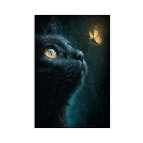 Image of Black Cat Moth Poster Tin Sign Vintage Metal Pub Club Cafe Bar Home Wall Art Decoration Poster Retro 12"L X 18"W
