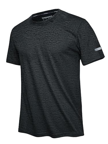 Image of EKLENTSON Men's Short Sleeve T Shirt Quick Dry Running Sports Tops Stretch Performance Football Shirts Black,XXL