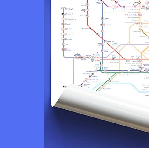 Image of buyartforless London Underground Transit Map 36x24 England Travel Art Print Poster, Multicolor