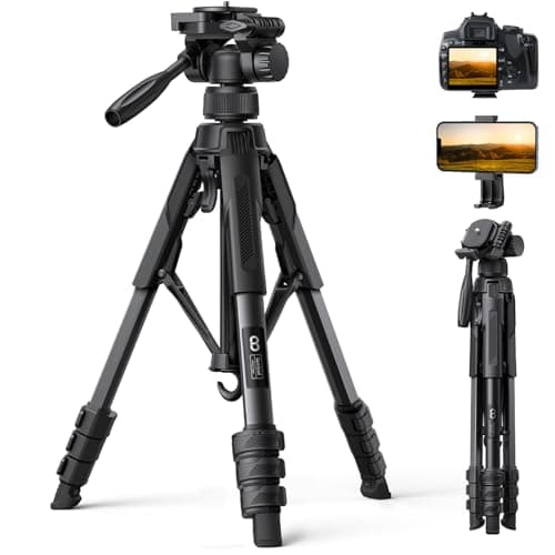 Image of Lamicall 67inch Camera Tripod, Camera Stand - [Patented Rapid Leg Deployment] 170cm Lightweight Travel Tripod Camera, 3-Way Head 8kg Max Load, with Phone Holder & Carry Bag, for DSLR, GoPro
