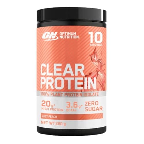 Image of Optimum Nutrition Clear Protein 100% Plant Protein Isolate, Vegan and Sugar-Free High Protein Powder with BCAAs, made from Pea Protein Isolate, Muscle Support & Repair, Juicy Peach, 10 servings, 280 g