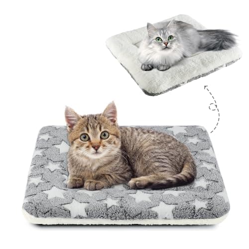 Image of MORA PETS Cat Blanket Cushion Bedding Mat for Indoor Cats Washable Flat Kitten Bed Soft Pet Pad for 18in Cage Small Dog Crate Mattress Puppy Bed Pillow Reversible X-Small 45x37cm Grey