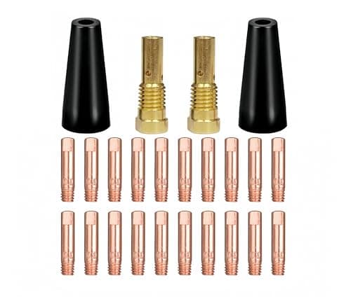 Image of 24PCS Flux Core Gasless Nozzles Welding Gun Accessory Kit,MIG Welding Accessories,Welding Tip 0.8mm M6, Tip Holder Diffuser Compatible with MIG MAG AK14 MB14 Welding Torch (0.8mm Accessory Kit)