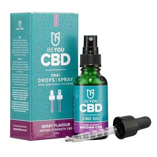 Image of BeYou CBD Oil - 4800mg CBD Drops & Spray - High Strength CBD with MCT Oil - Lab Tested, No THC - Berry Flavour - 30ml - Soothes Stress, Anxiety, Sleep, Aches & Pains