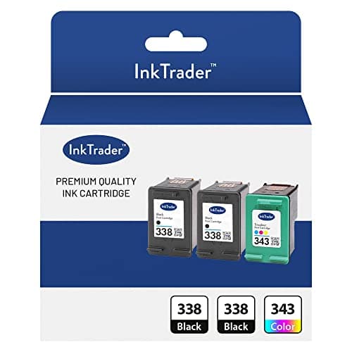 Image of Ink Trader 338 Black Twin Pack & 343 Colour Remanufactured Ink Cartridges For Use With HP Printers