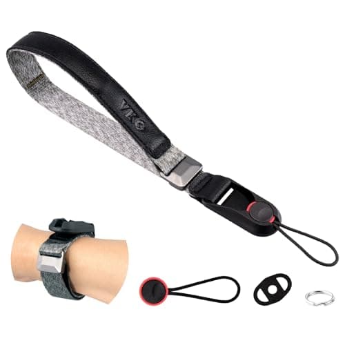 Image of VKO Camera Wrist Strap Adjustable Quick Release Lanyard Tether Wristband for Man Woman Photographers SLR DSLR Digital Mirrorless Cameras(Black-Grey)