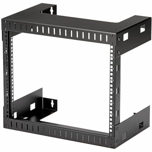 Image of StarTech.com 2-Post 8U Heavy-Duty Wall-Mount Network Rack, 19" Open Frame Server Rack, 12" Deep, Wall Mount Data Rack for IT / AV / Patch Panel / Computer Equipment (RK812WALLO)