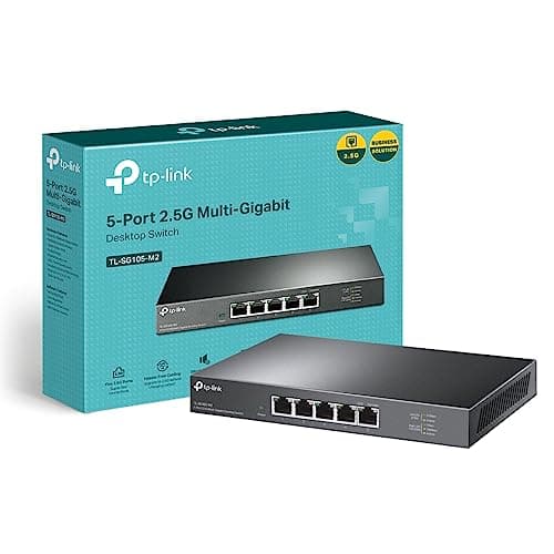 Image of TP-Link TL-SG105-M2 5-Port 2.5Gbps Network Switch, Desktop & Wall-Mounting, Plug and Play Ethernet Splitter, Silent Operation, Metal Casing, Super-fast Connection to 2.5G NAS/Server/Gaming/AP/4K Video